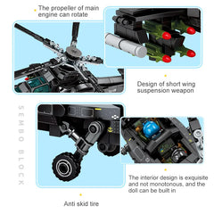 Military Helicopter SWAT Armed Aircraft Gunship Bricks Toys
