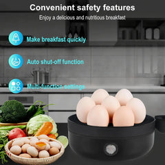 360W Electric Egg Boiler 7 Eggs Steamer Multifunctional Cooker with Auto Shut Off for Omelet Soft Medium and Hard Boiled Eggs EU