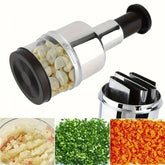 Stainless Steel Vertical Garlic Press, Manual Hand Chopper Cutter with Storage,