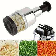 Stainless Steel Vertical Garlic Press, Manual Hand Chopper Cutter with Storage,