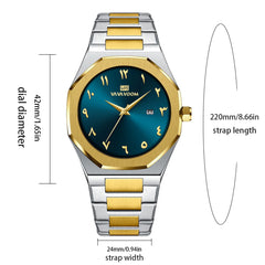 Brand Black Man Watches Fashionable Stainless Steel Strap Arabic Numeral Clock