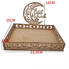 Eid Mubarak Wooden Food Tray Ramadan Decoration