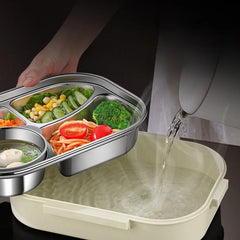Stainless Steel Insulated Lunch Box Office Workers Sealed Portable Lunch Box with Bag Students Kids