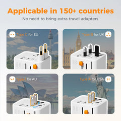 TESSAN GaN Universal Travel Adapter with USB Ports 65W 28W 20W International Plug Adapter Compact Worldwide Adapter for Travel