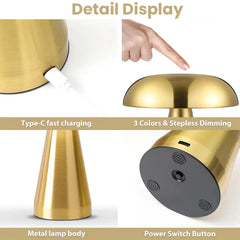 Mushroom Table Lamp Touch Lamps Rechargeable
