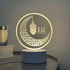 Eid Mubarak 3D LED Night Light 2026 Eid Party Holiday Decoration