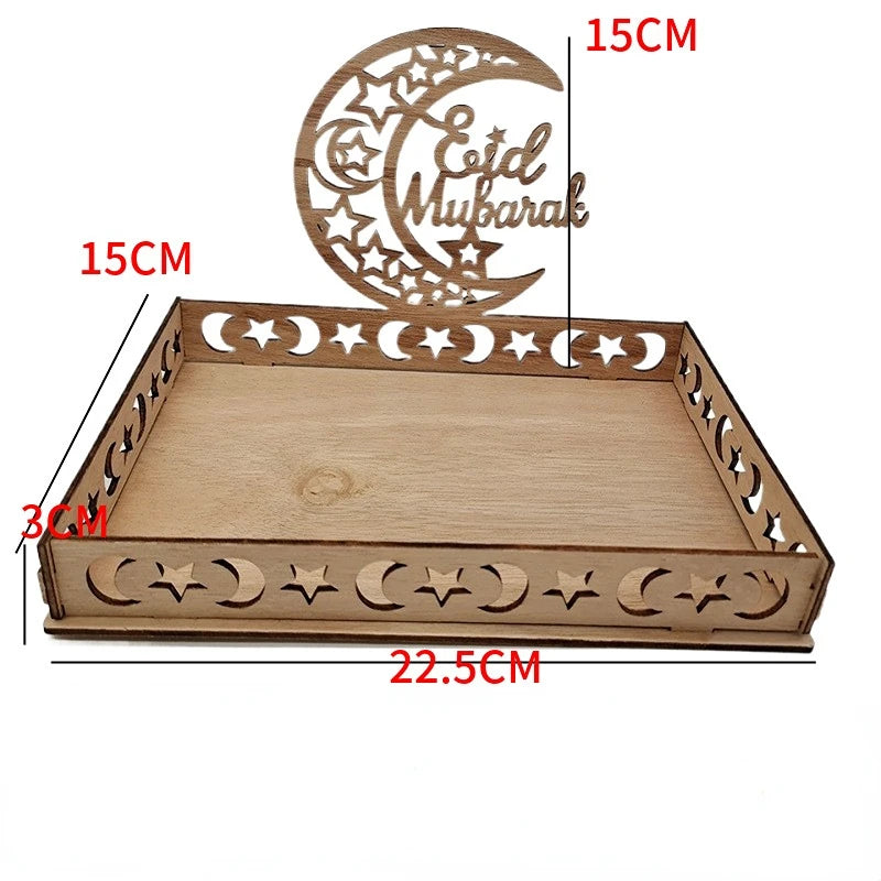 Eid Mubarak Wooden Food Tray Ramadan Decoration