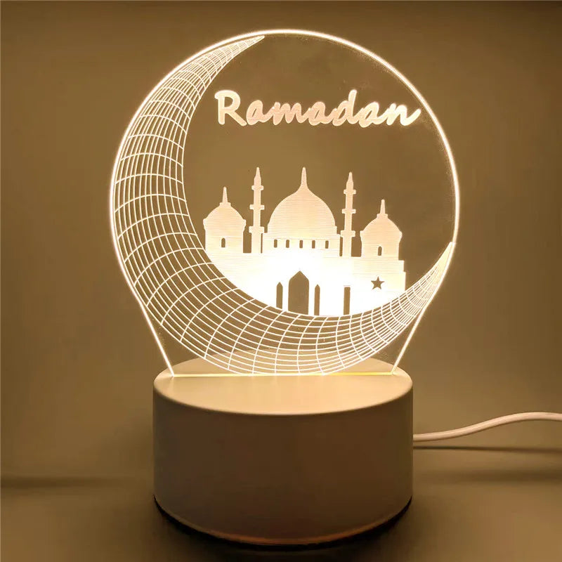 Eid Mubarak 3D LED Night Light 2026 Eid Party Holiday Decoration