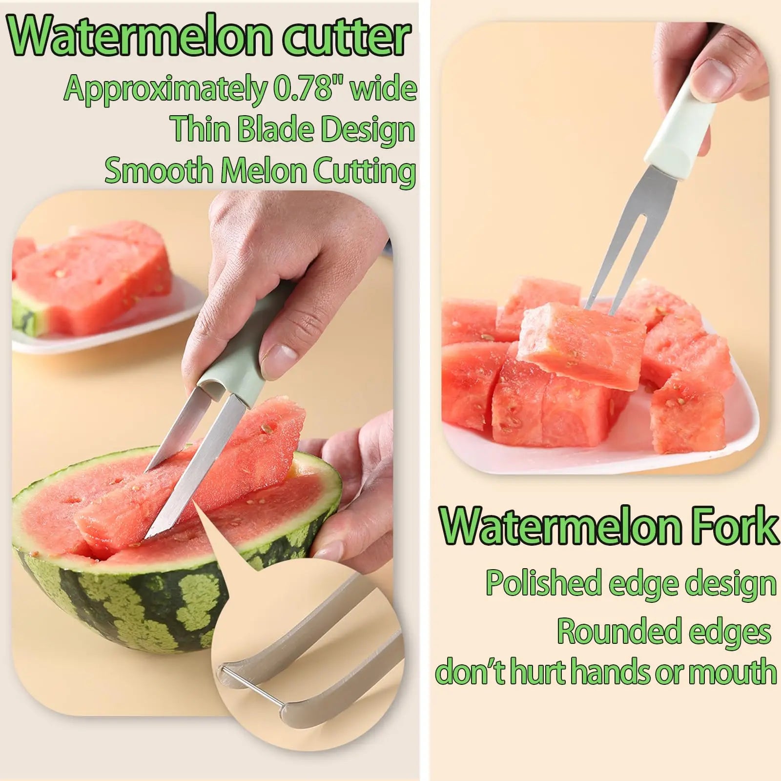 Watermelon Fork Slicer Cutter, 2024 Stainless Steel Fruit Watermelon