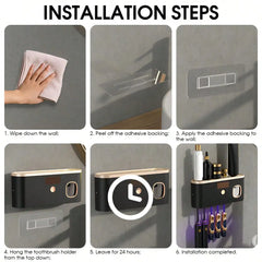 Smart Wall-Mounted UV 99% Sterile Multi-Position Toothbrush Holder