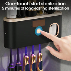 Smart Wall-Mounted UV 99% Sterile Multi-Position Toothbrush Holder