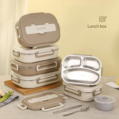 Stainless Steel Insulated Lunch Box Office Workers Sealed Portable Lunch Box with Bag Students Kids