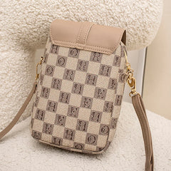 Checkered mobile phone bag, personalized and stylish, one shoulder women's bag