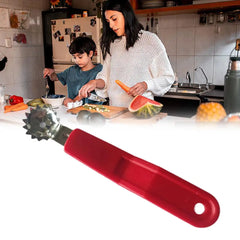 Using a fruit and vegetable corer, easily remove tomato stems and strawberry