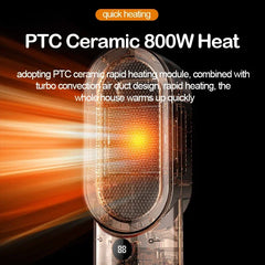 800W Portable Electric Heater Two-speed Temperature Adjustable PTC Ceramic Heater for Winter Bedroom Office Dormitory Heating