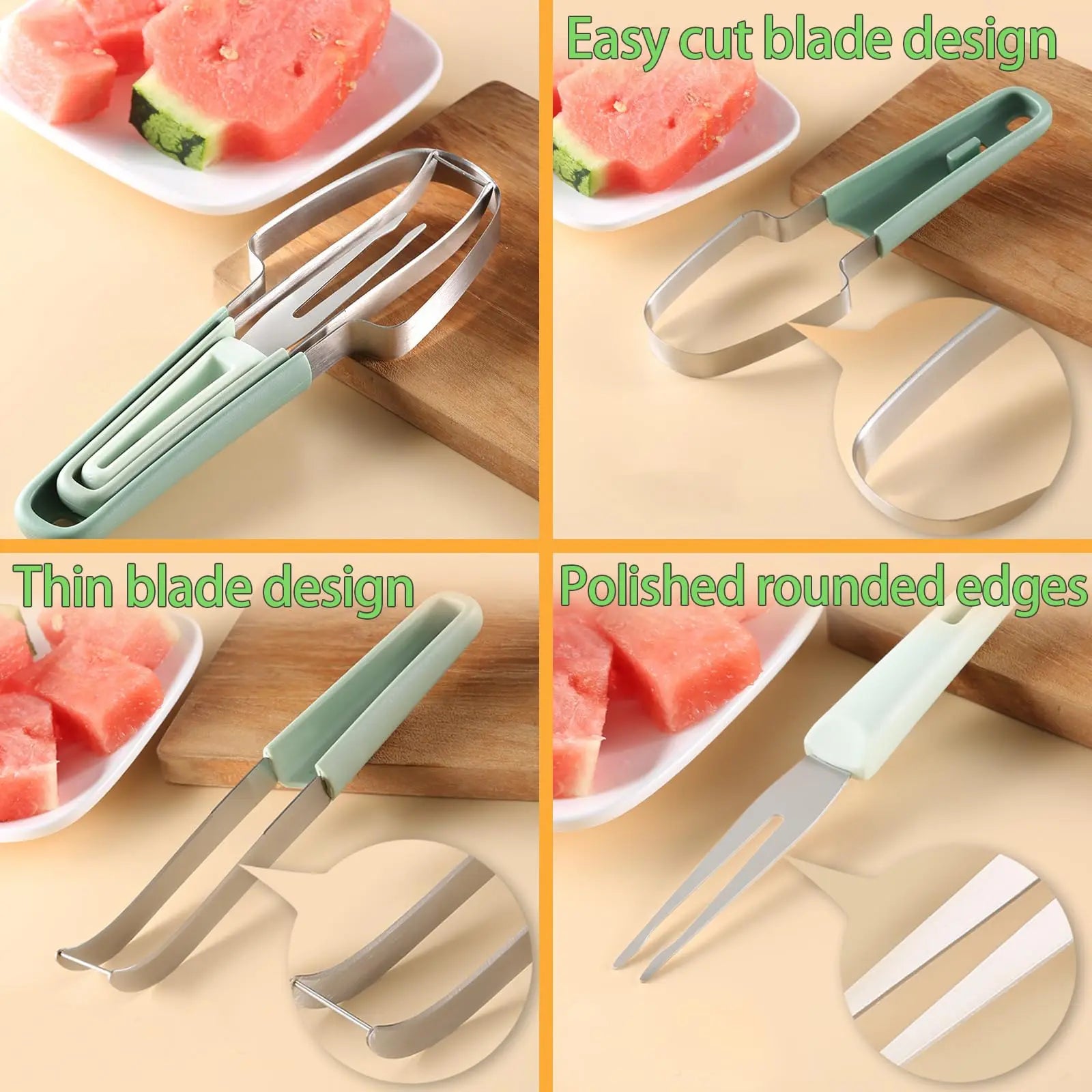 Watermelon Fork Slicer Cutter, 2024 Stainless Steel Fruit Watermelon