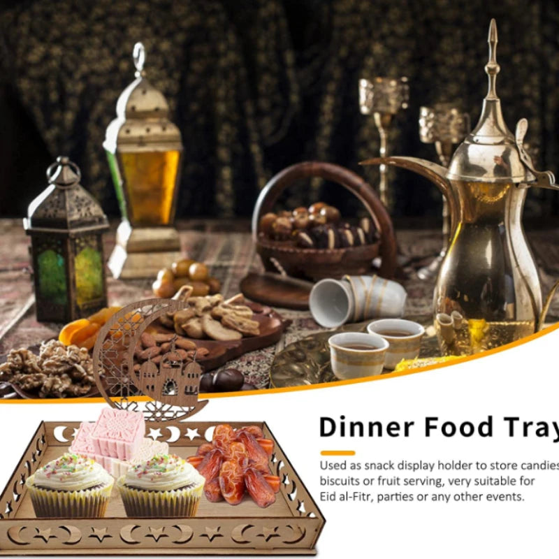 Eid Mubarak Wooden Food Tray Ramadan Decoration